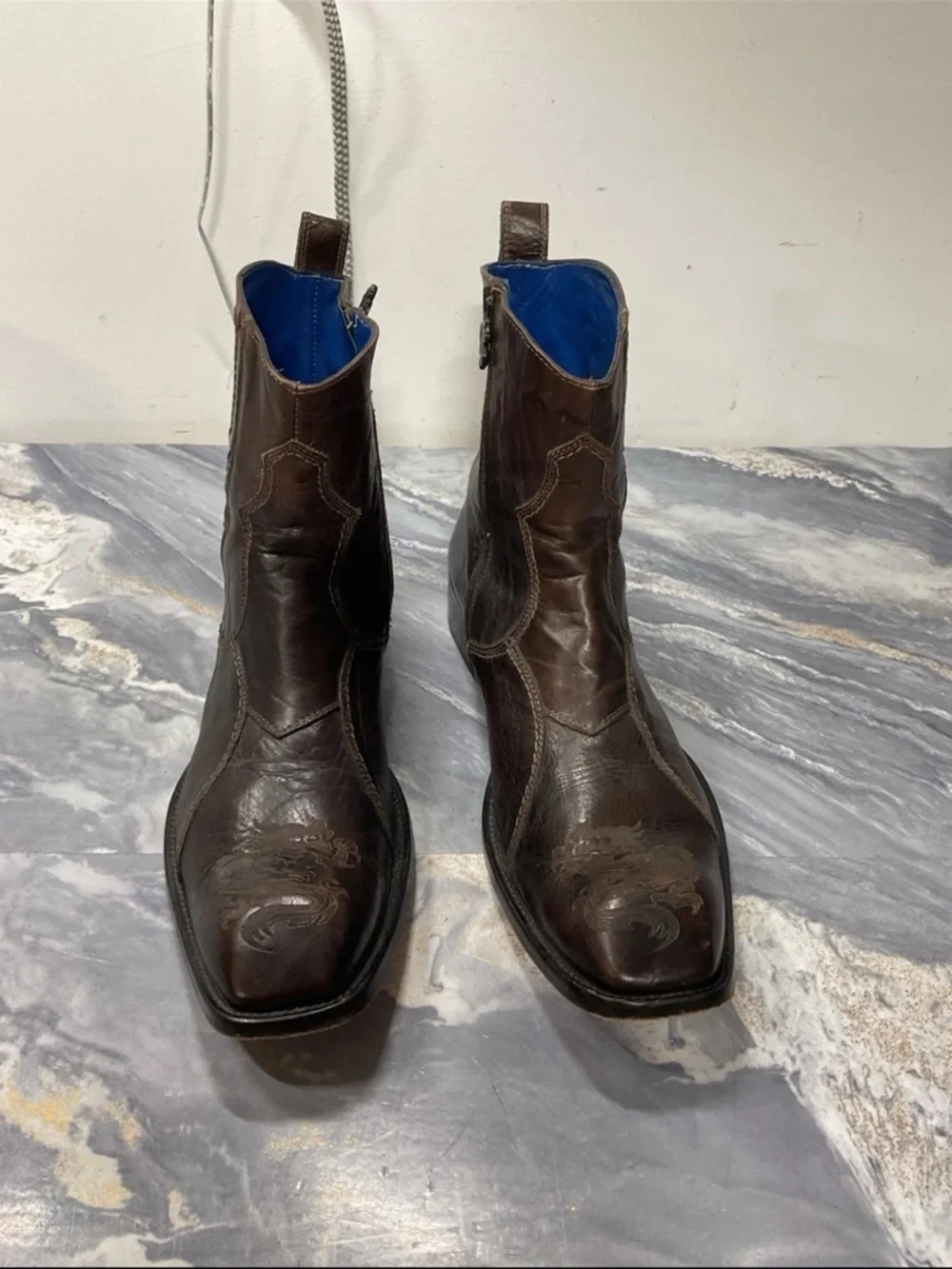Mark Nason Zipper Leather Dragon Boots Made in Italy size 11 - Picture 1 of 13